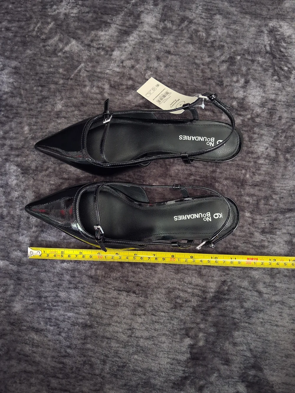 No Boundaries Black Patent Pointed Slingback Heels